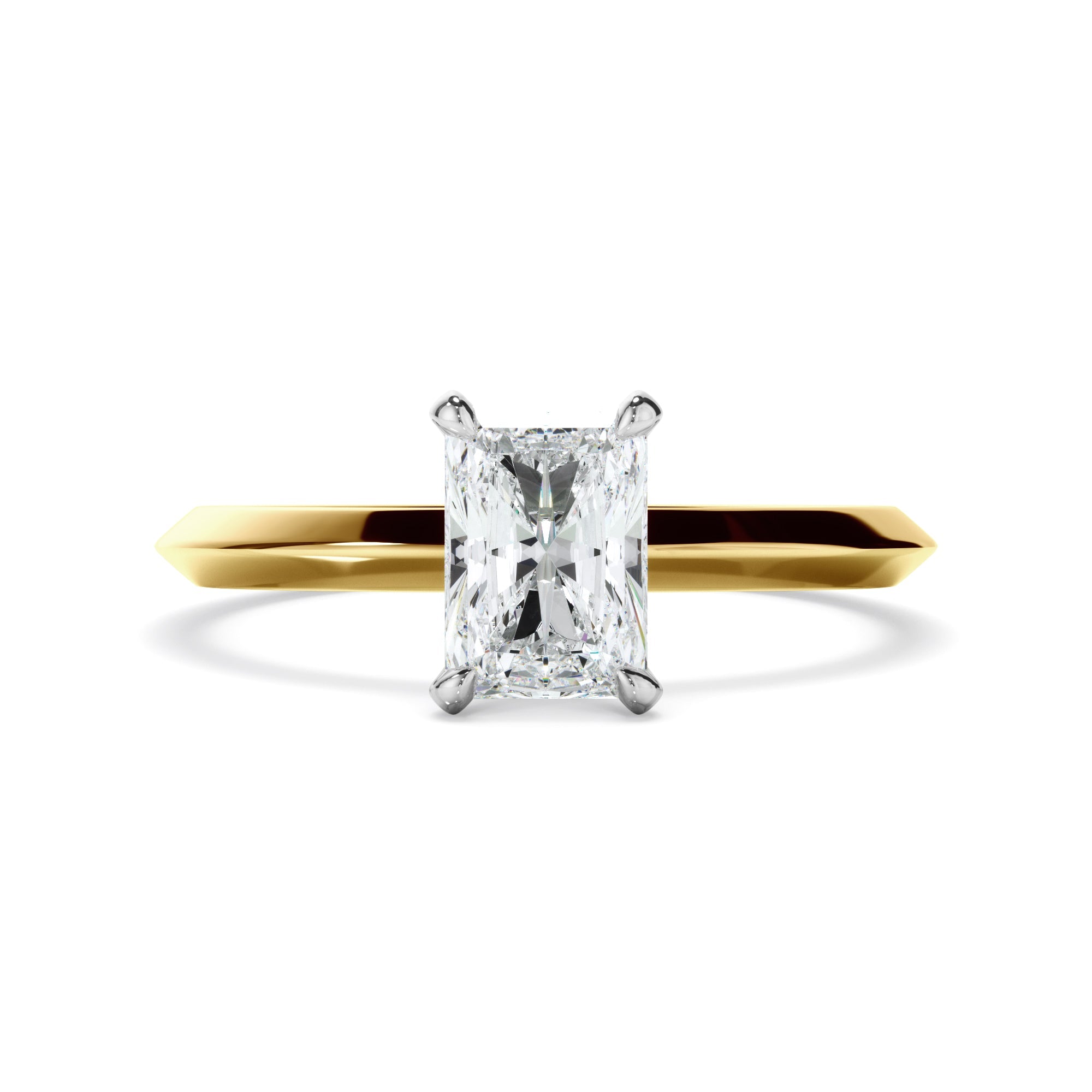 Radiant Cut Diamond Solitaire Knife Edge Engagement Ring