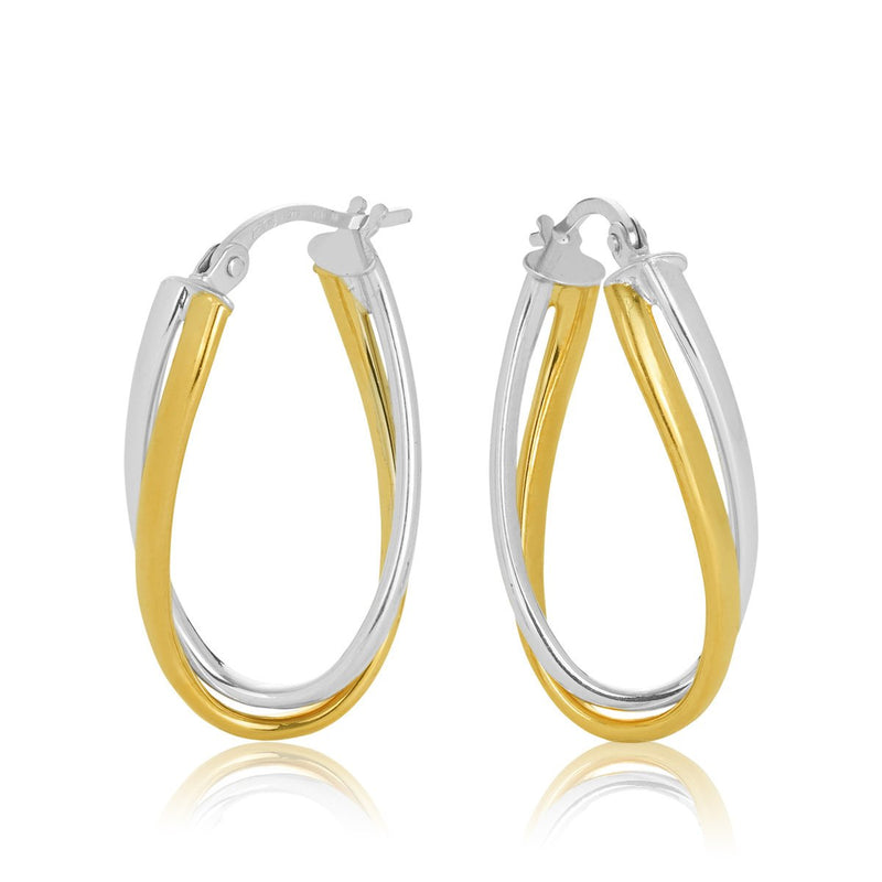 9ct Yellow Gold Oval Tube Hoop Earrings
