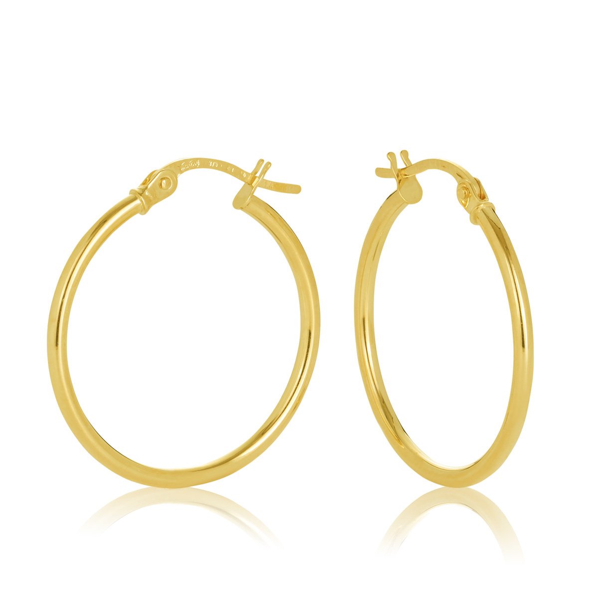 9ct Yellow Gold 1.5mm Round Tube Hoop Earring 20mm