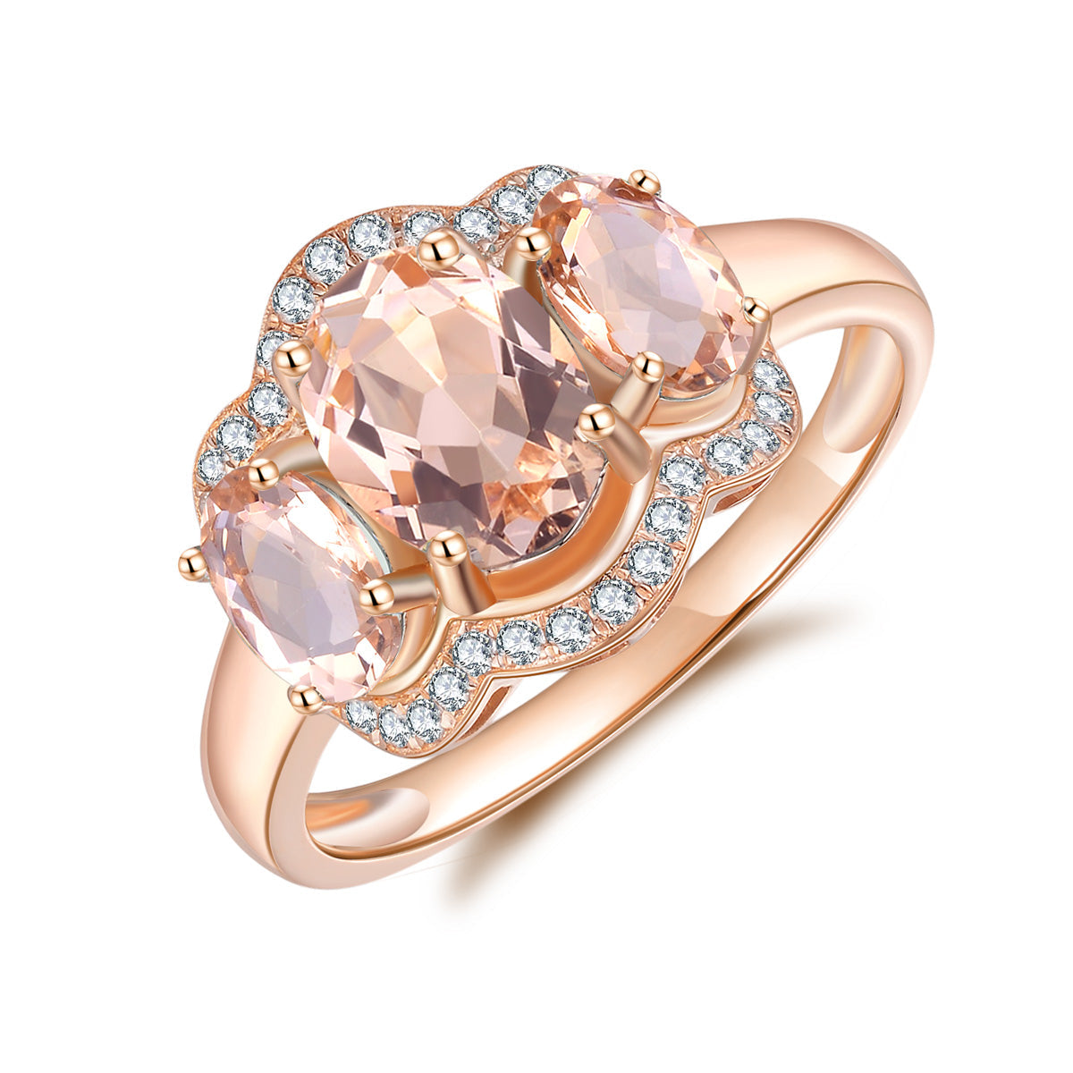 9ct Rose Gold Morganite & Diamond Ring