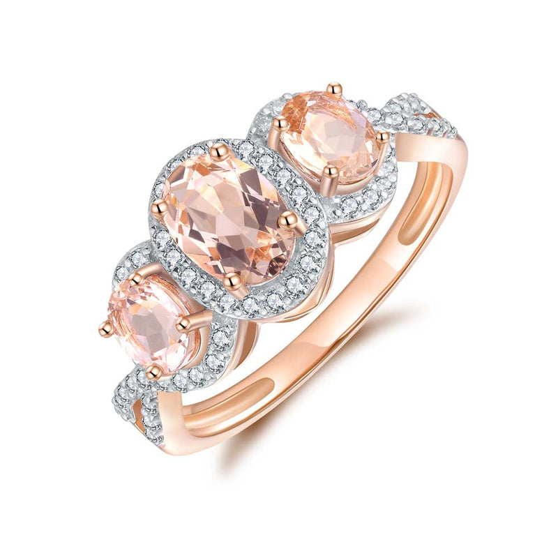 Morganite & Diamond Dress Ring in 9ct Rose Gold