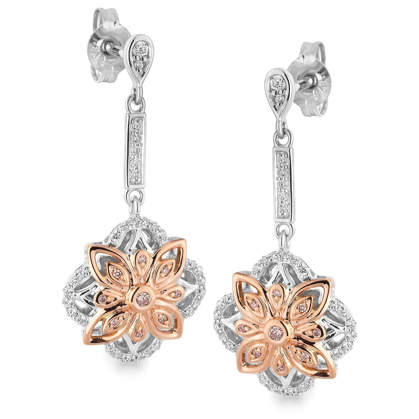 PINK CAVIAR 0.212ct Pink Diamond Earrings in 9ct White & Rose Gold