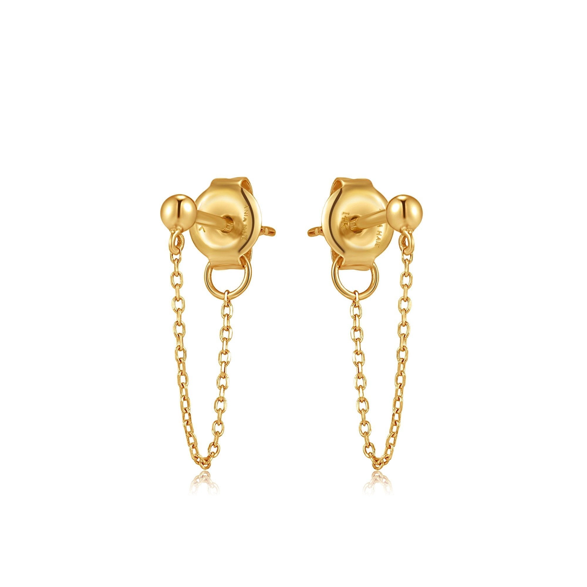 Ania Haie 14ct Gold Chain Drop Stud Earrings