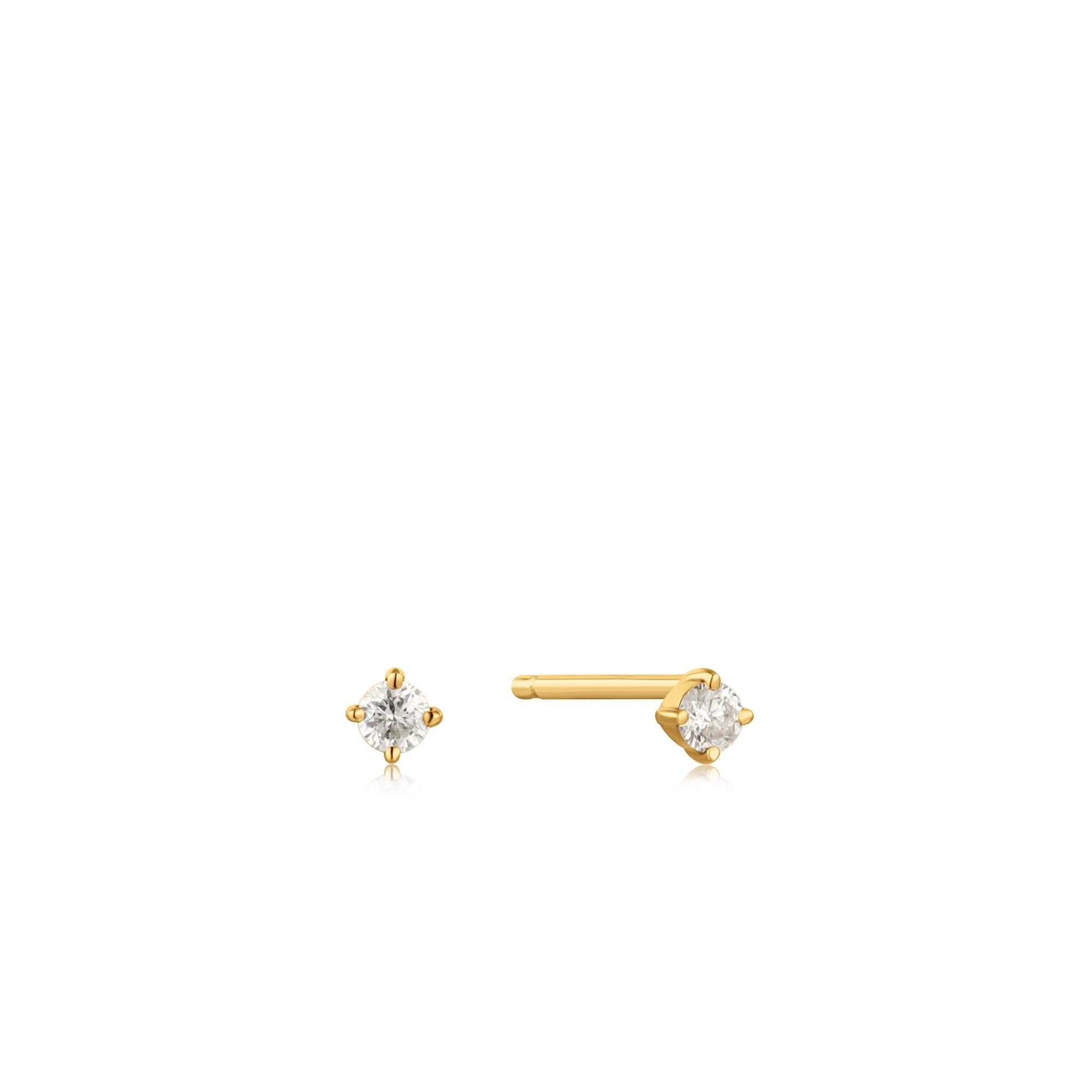 Ania Haie 14ct Gold Natural Diamond Stud Earrings