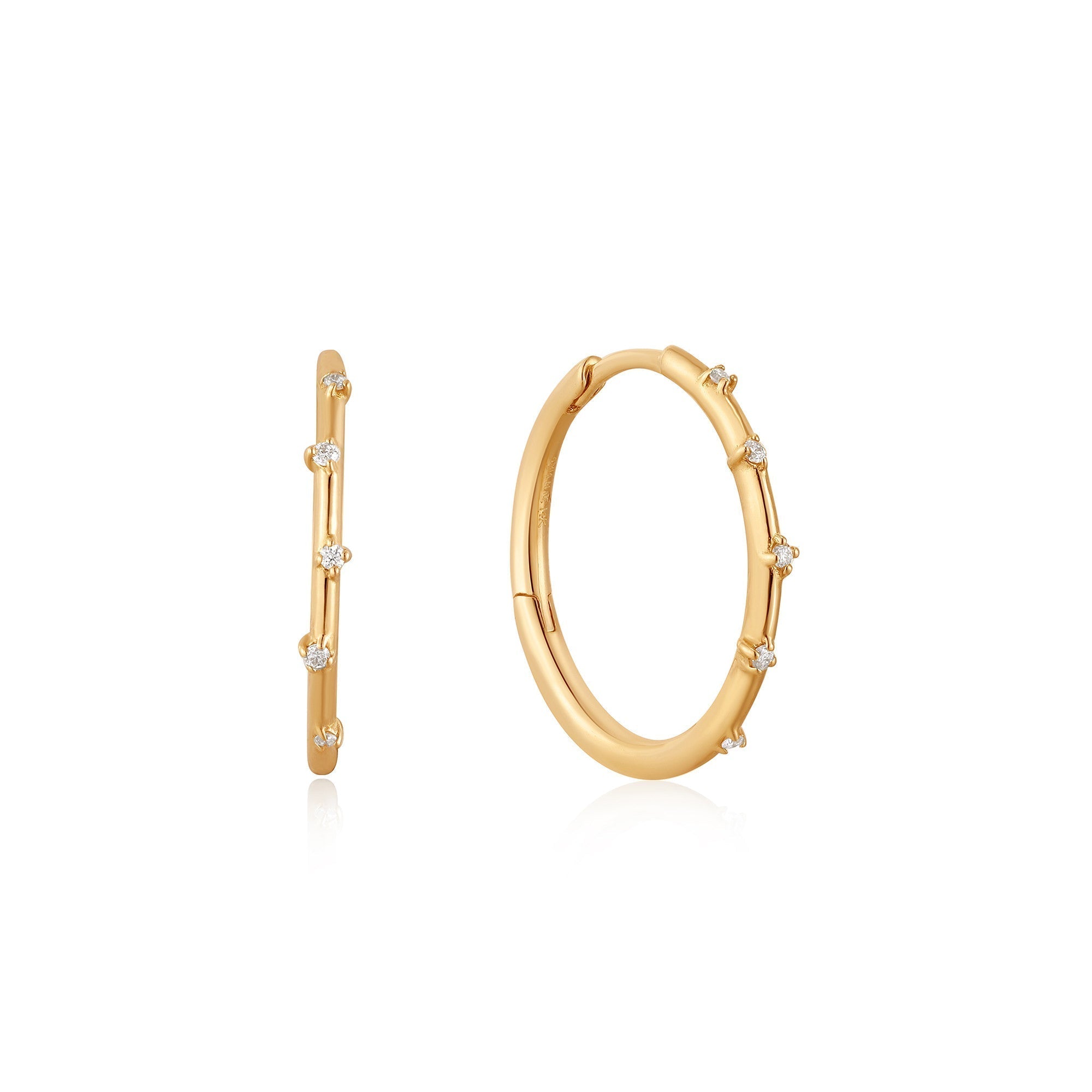 Ania Haie 14ct Gold Stargazer Natural Diamond Hoop Earrings