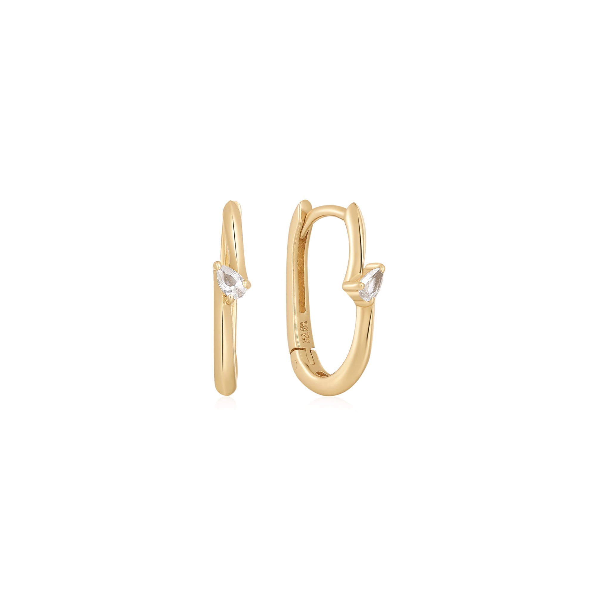Ania Haie 14ct Gold White Sapphire Oval Earrings