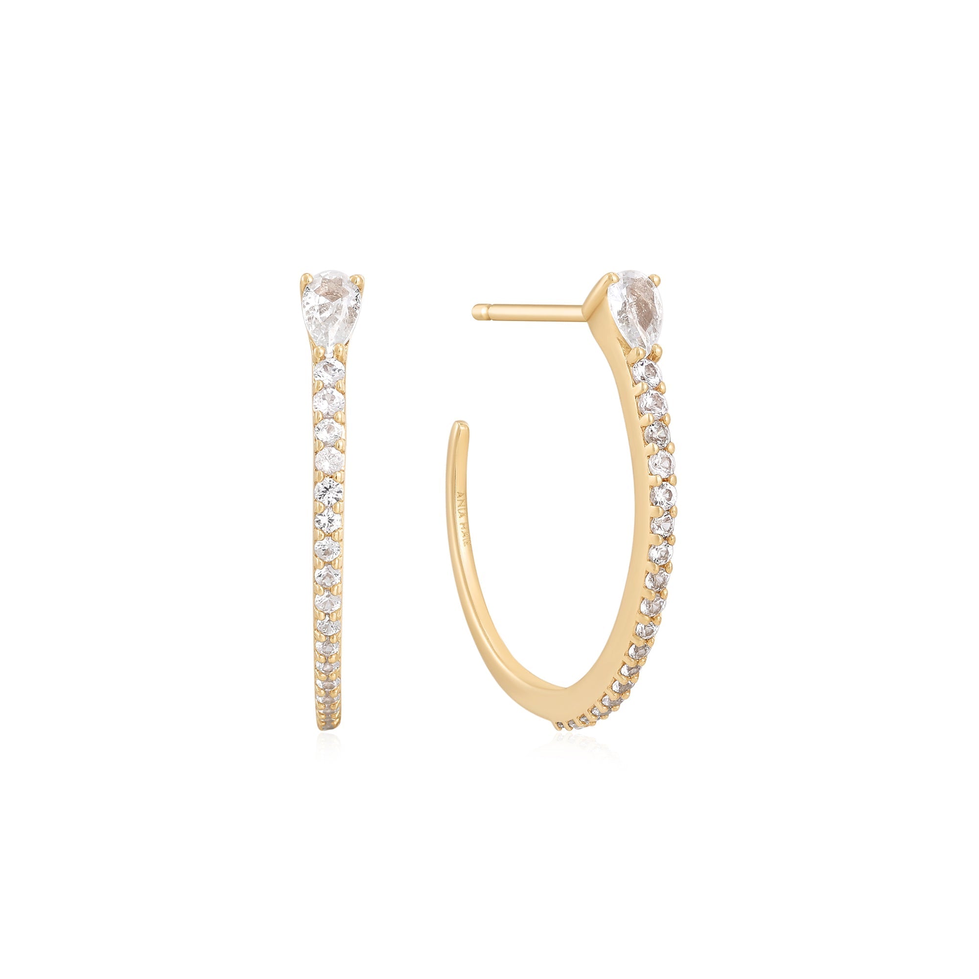 Ania Haie 14ct Gold White Sapphire Hoop Earrings