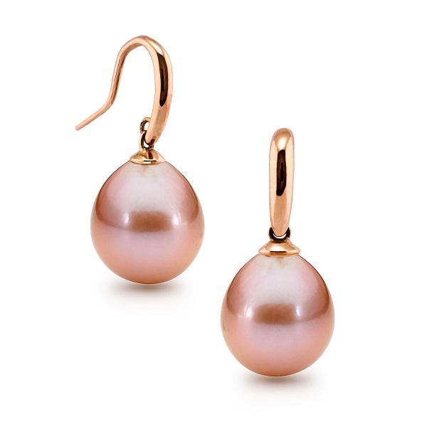 9ct Rose Gold PinkFreshwater Pearl Shepherd Hook Earrings