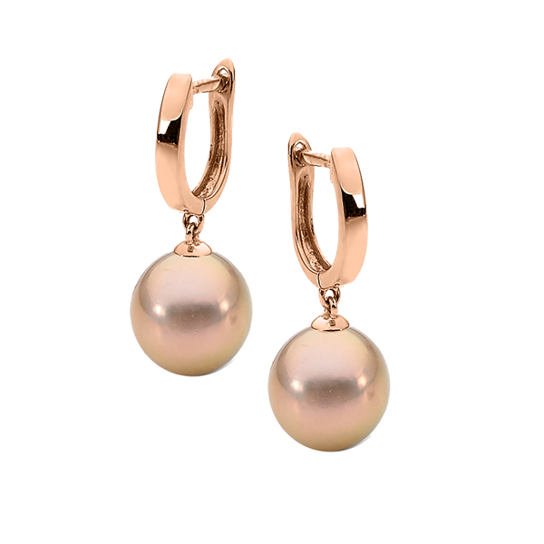 9ct Rose Gold Freshwater Pearl Edison Huggie Earrings