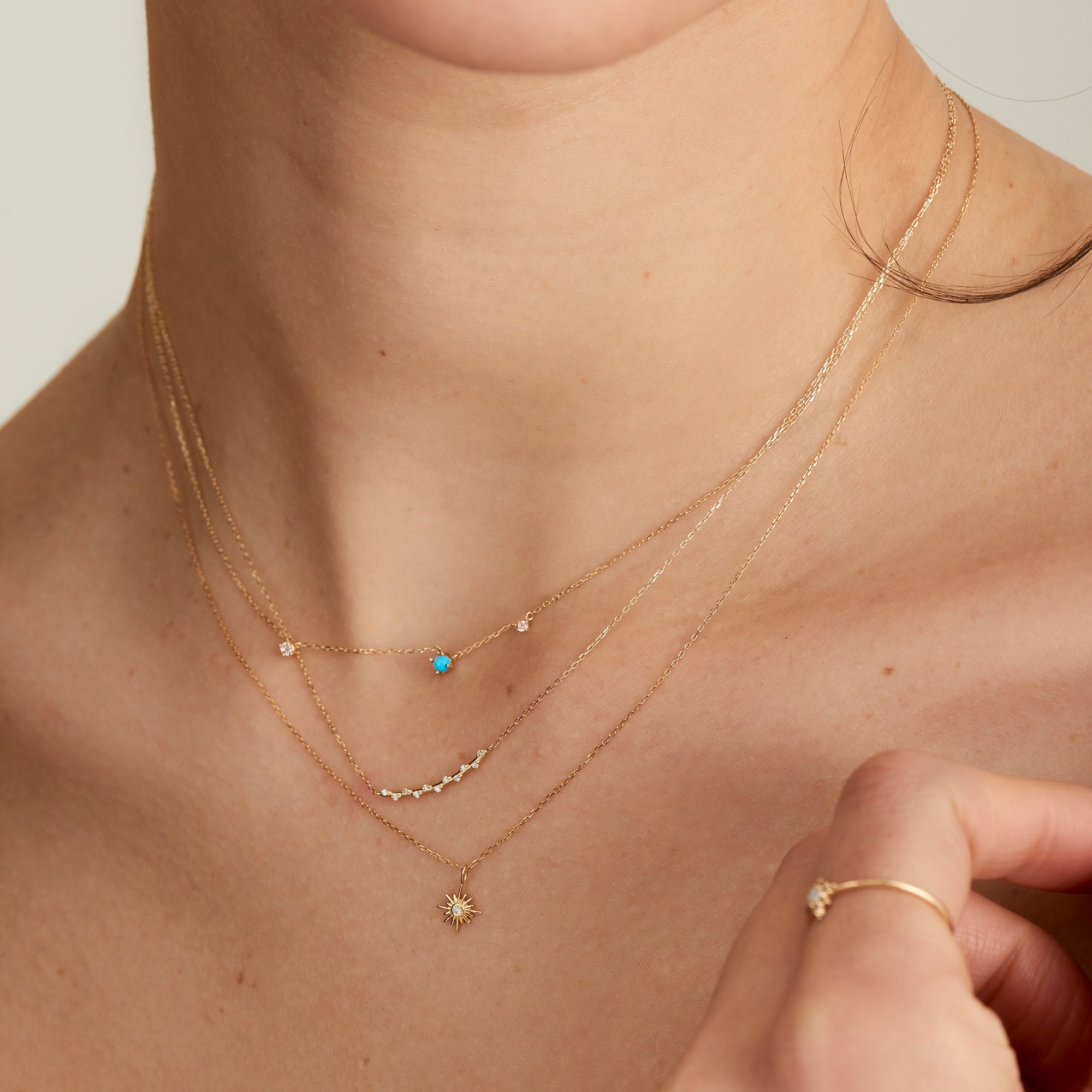 Ania Haie 14ct Gold Stargazer Natural Diamond Bar Necklace