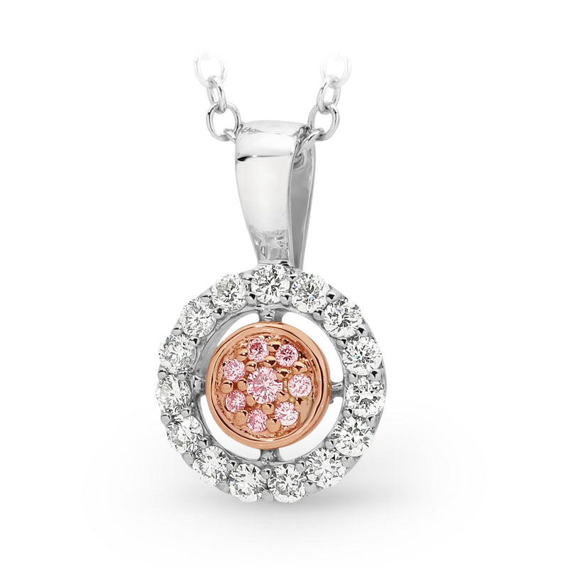 PINK CAVIAR 0.195ct Pink Diamond Pendant in 9ct White & Rose Gold
