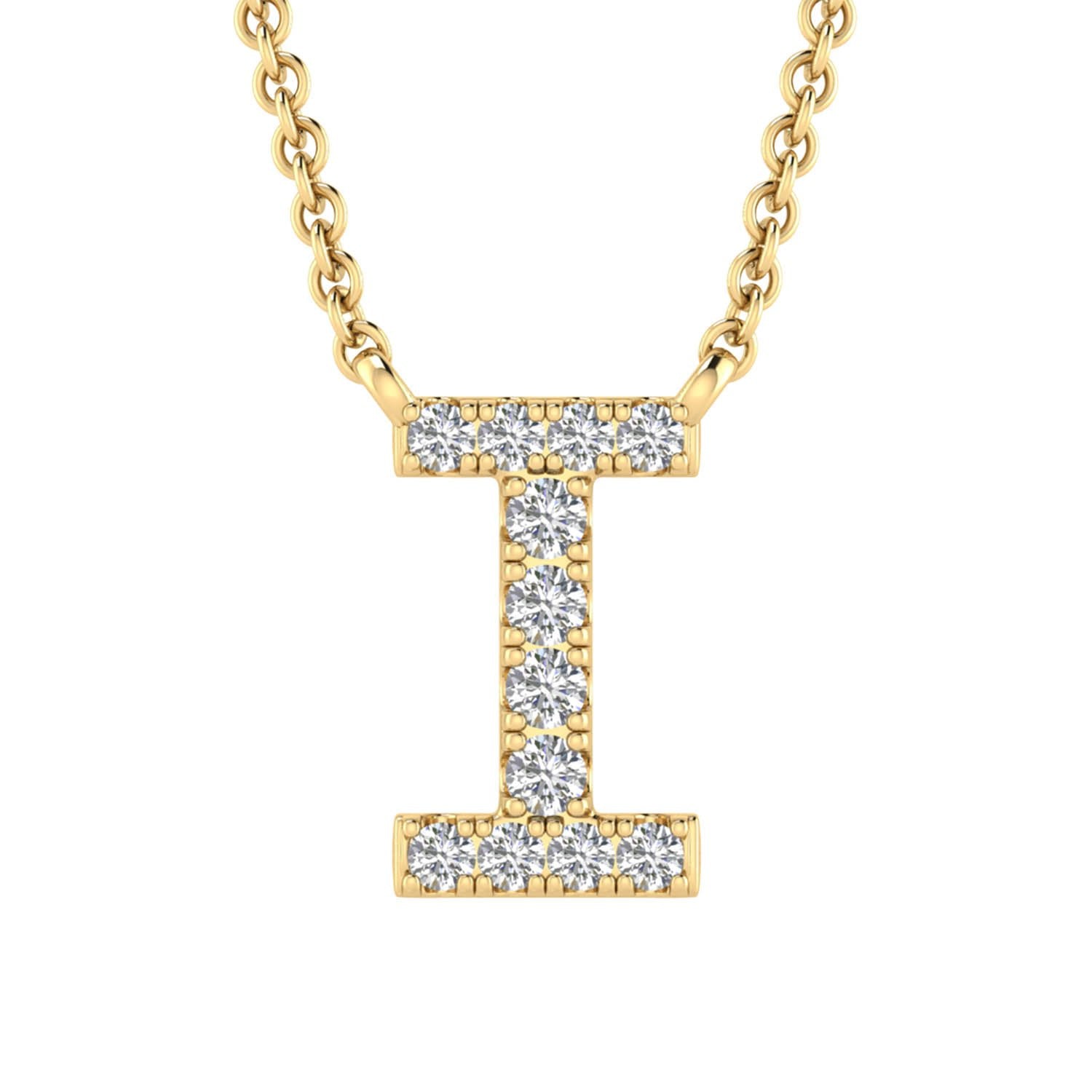 9ct Yellow Gold Diamond Initial 'I' Necklace