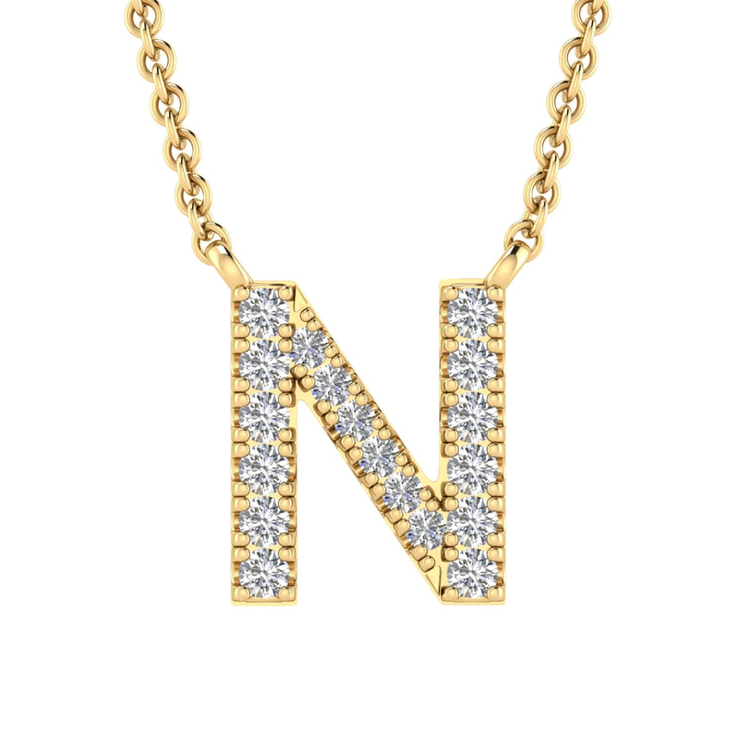9ct Yellow Gold Diamond Initial 'N' Necklace