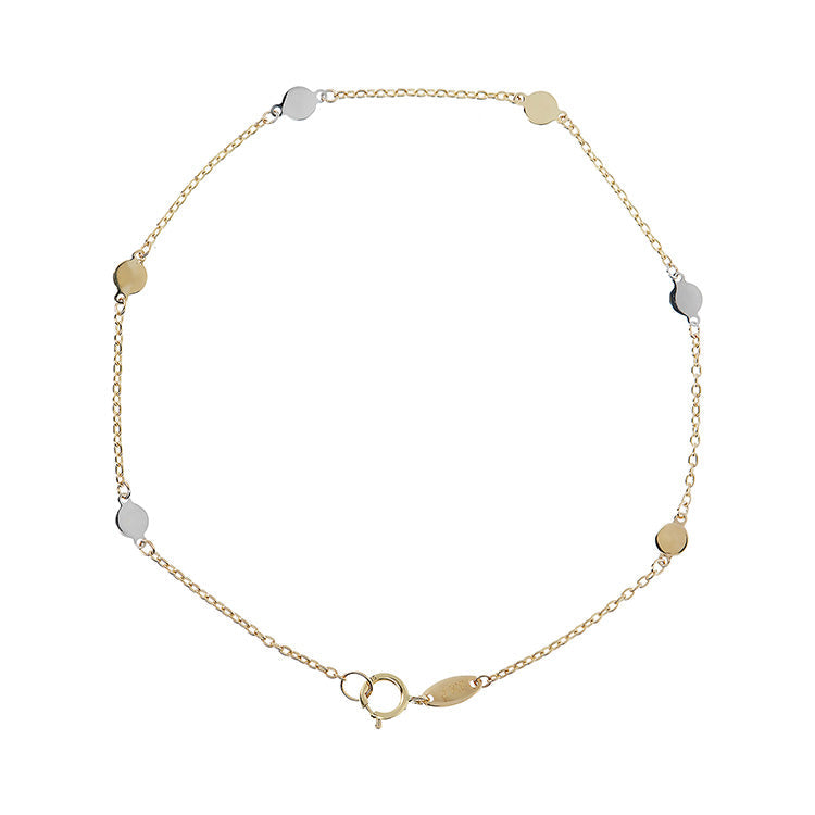 9ct Yellow Gold 2-Tone Disc Necklace 19cm