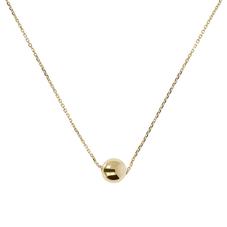 9ct Yellow Gold Single Ball Necklace 45cm