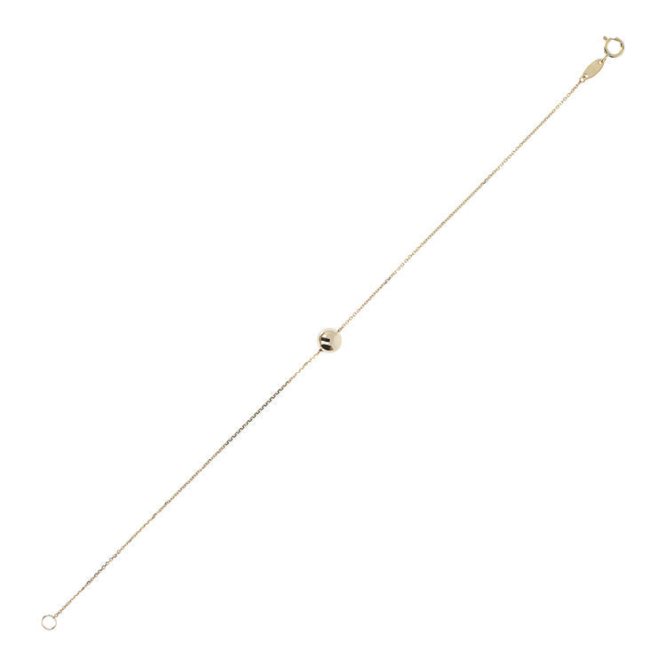 9ct Yellow Gold Single Ball Necklace 19cm