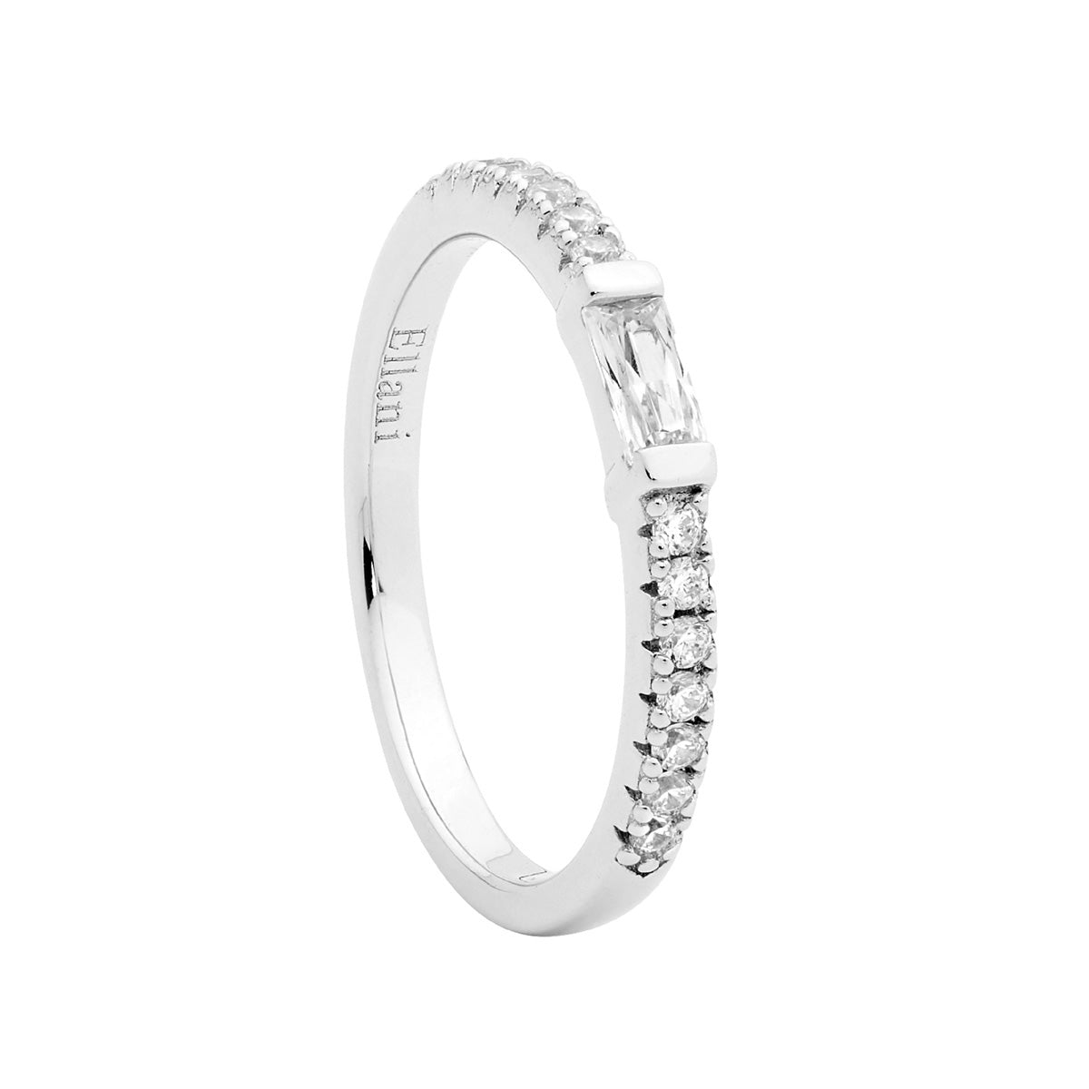 Sterling Silver Cubic Zirconia Band with Baguette Cubic Zirconia Ring 