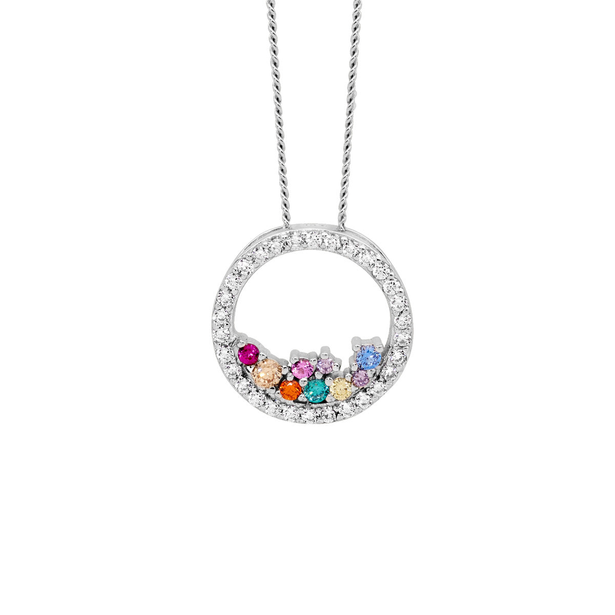 Sterling Silver Cubic Zirconia Open Circle Pendant